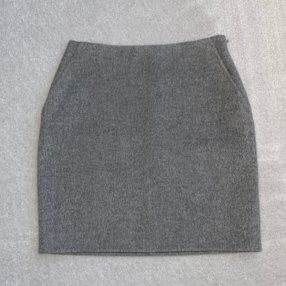 NWT Theory Clean Mini Pencil Skirt in Wool Cashmere Grey Melange
